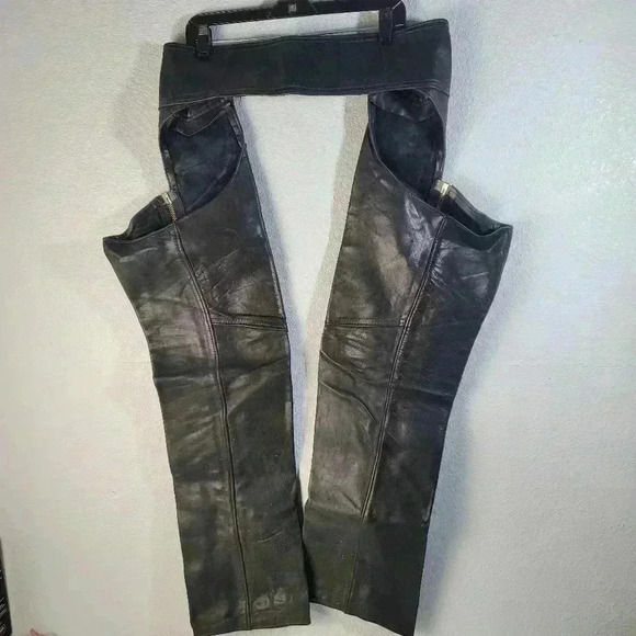 california Creations Other - Motorcycle Chaps California Creations Black Leather Biker Sz Med Made In USA